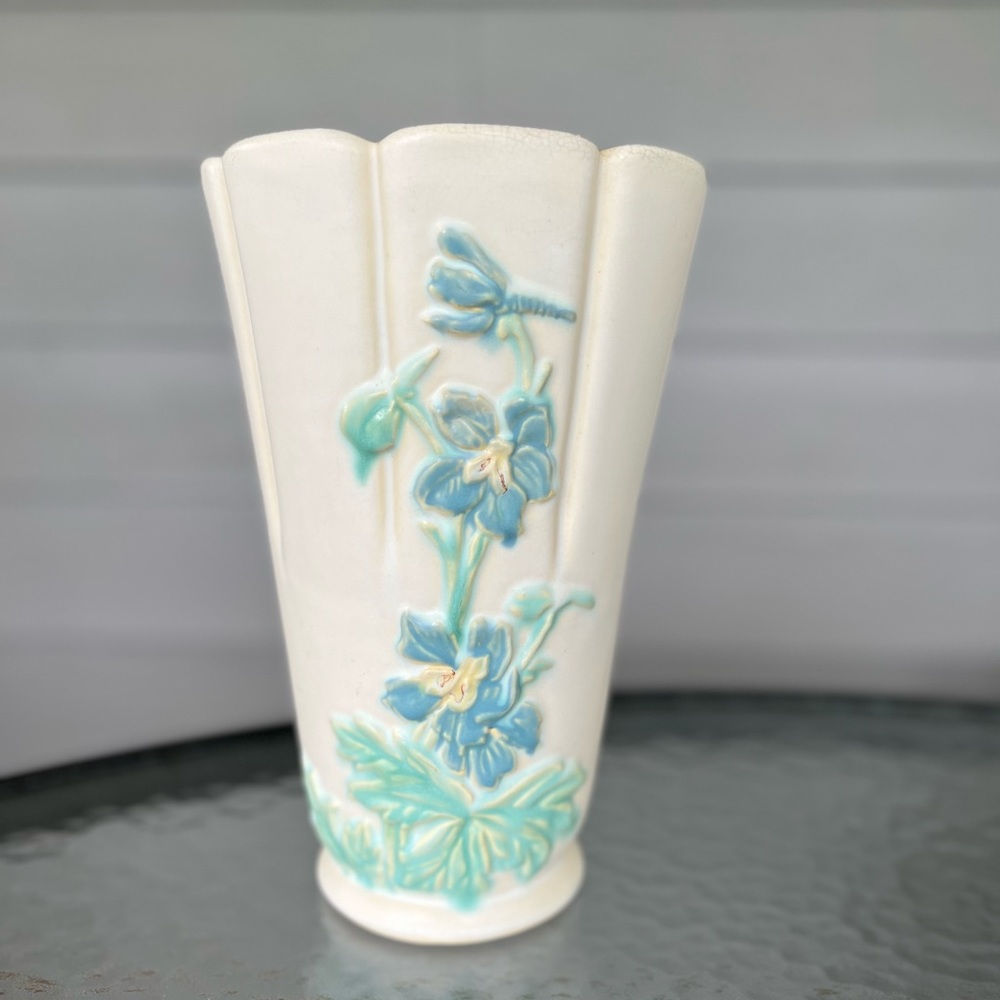 Weller Pottery Vase. 10.5” tall, 6.5” wide at top, base is 4”.